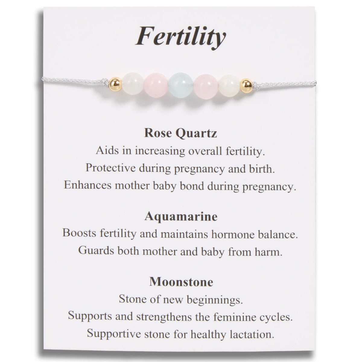 YesOKJewels Fertility Support Beaded Bracelets for Women, New Mom to Be Gifts, Mama Pregnancy IVF Protection Gifts, Healing Moonstone Rose Quartz Beads Bracelets for Mothers Day Christmas