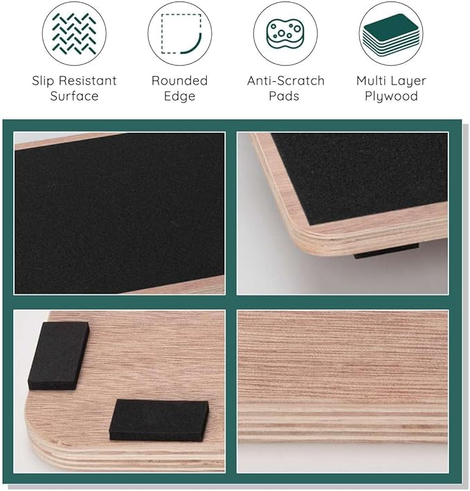Wooden Wobble Board for Adults - Anti-Slip Balance Board for Stand-Desk Core Strength Therapy