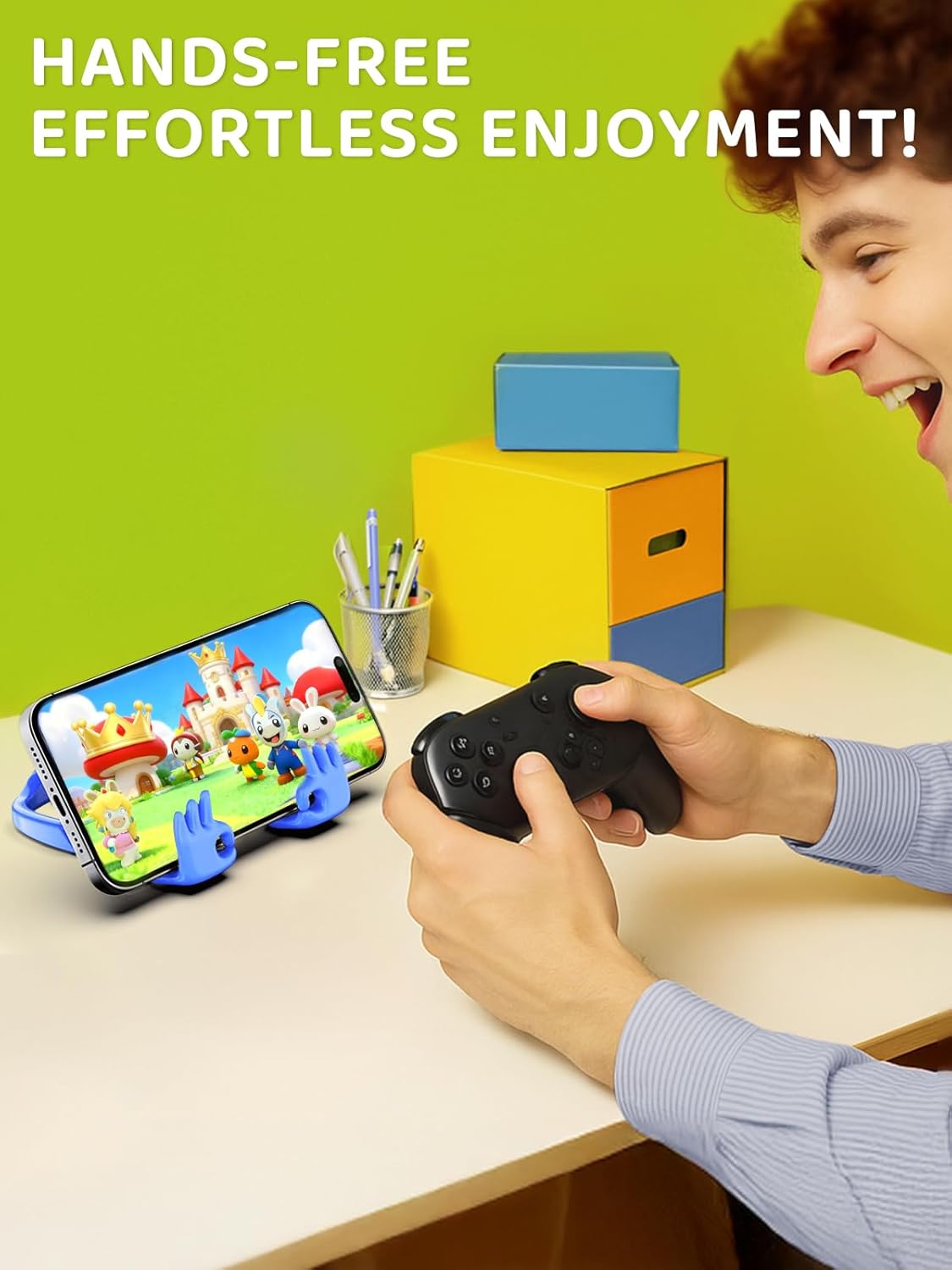 CALDEVER 2 Pack Gifts for Teens Boys Men Kids Cell Phone Stand: Teenage OK Sign Phone Holder for Desk Gift for Adults