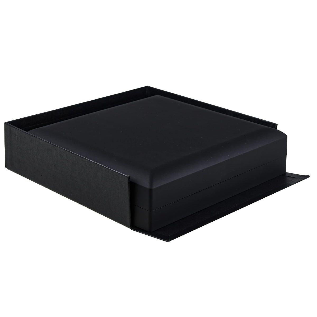 Allure - Large Necklace Box With LED Light, Square Shaped, Elegant Diamond Necklace Case, For Unique Proposal, Engagement Or Wedding, Luxury Black Velvet Interior Jewelry Display Gift Box