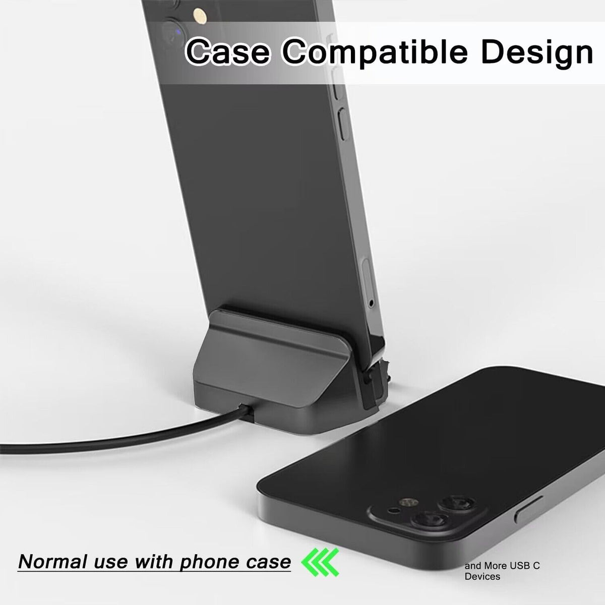 AKWOR 15/16, USB C Phone Dock Station for iPhone Galaxy, Google Pixel, LG, HTC & More, Phone Charging Stand Cradle
