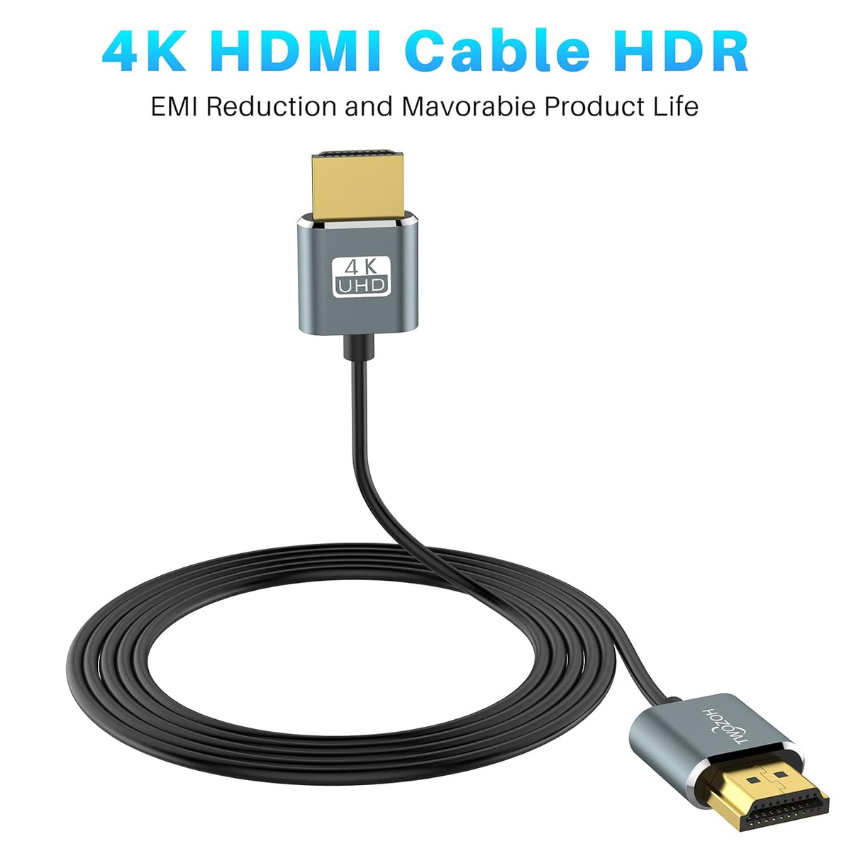 Twozoh 1.6FT 2 Pack, 4K@60Hz 18gbps 2160P/1080P Flexible & Slim HDMI Cable Ultra Thin HDMI Cord Supports High Speed