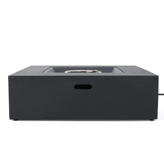 Christopher Knight Home Aidan Outdoor 50,000 BTU Square Fire Pit (No Tank Holder) - Lightweight Concrete - Dark Gray