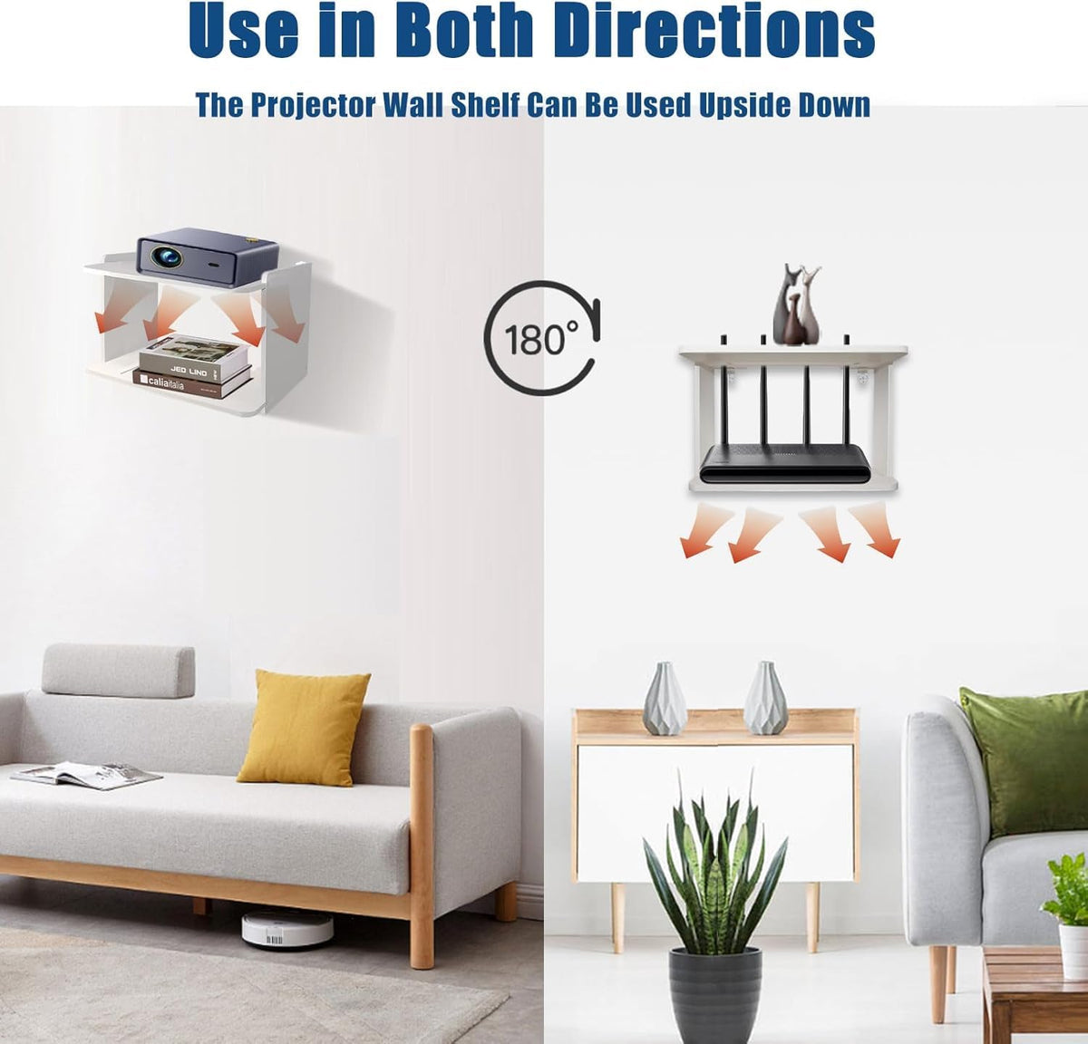 Yemotopro 2 Projector Shelf for Wall Thickened Big Space Heat Dissipation Layers Shelf for Projector, WiFi Router