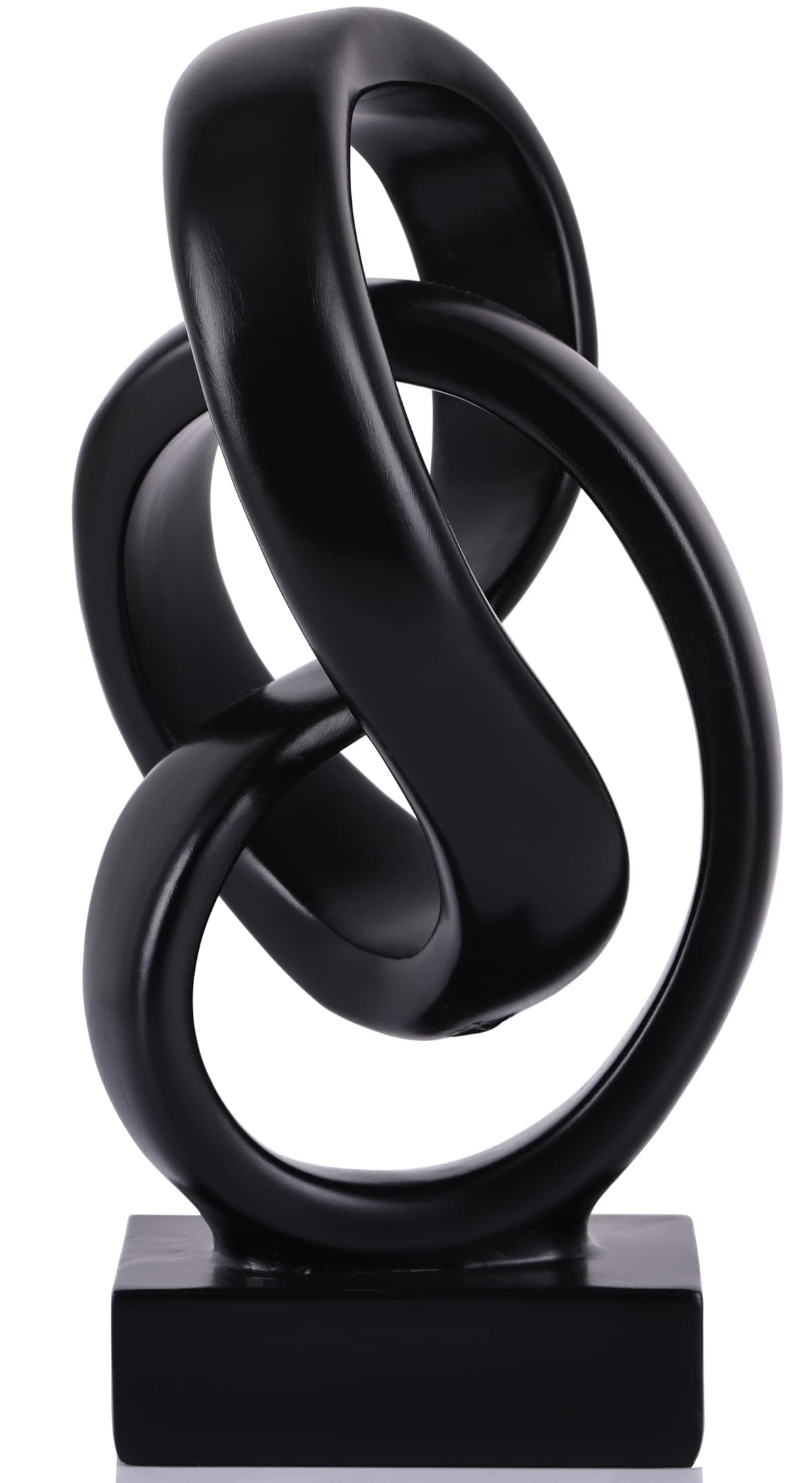 Modern Abstract Knot Sculpture, Artistic Mobius Inspired Resin Decor, Elegant Home and Office Decor, Perfect for Shelves, Desktops, and Mantles, Ideal Gift for Birthdays, Housewarmings (Black)