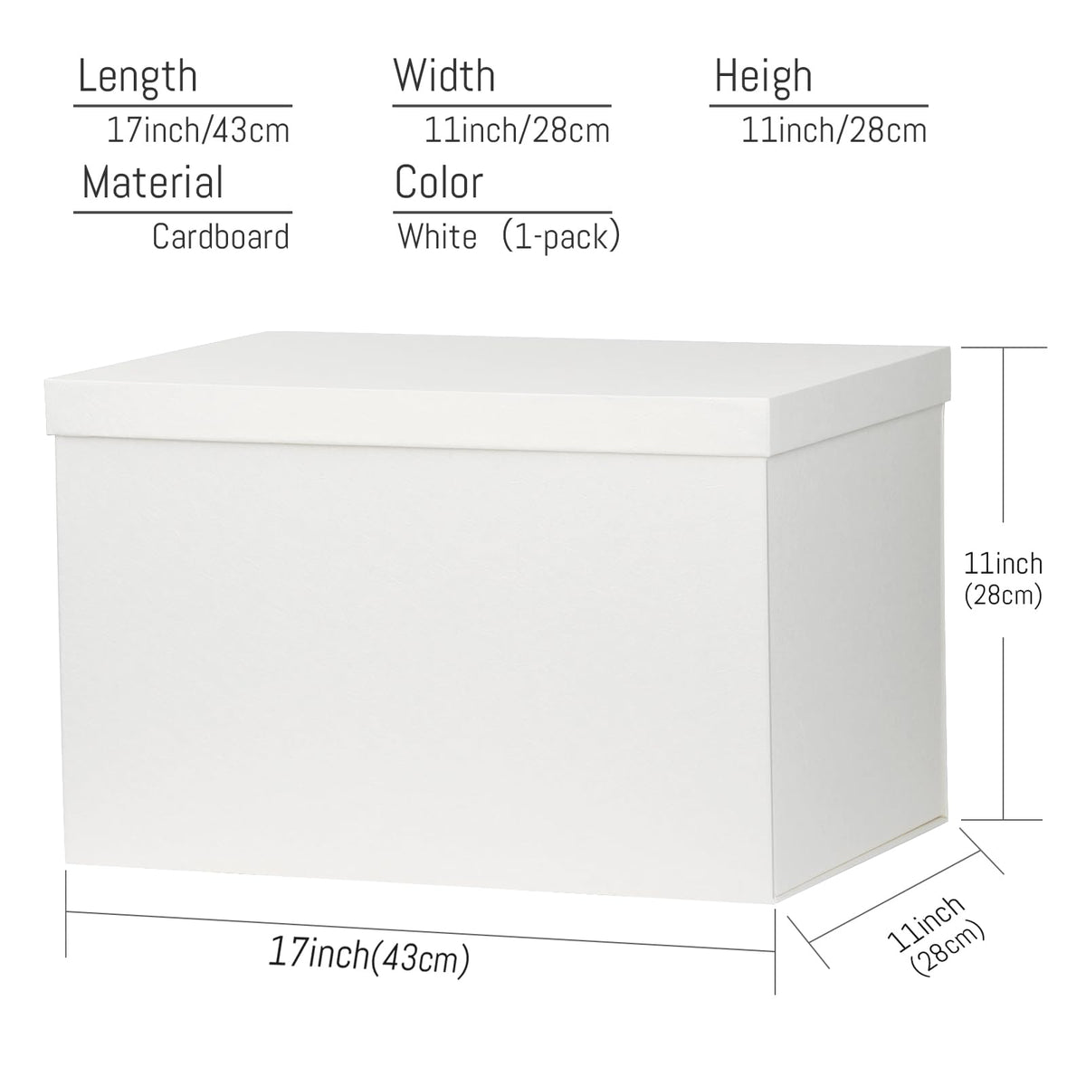 YINUOYOUJIA Extra Large Gift Box,17x11x11 Inches White Gift Boxes with Lids for Presents,11-inch Deep Gift Box for Wrapping Gifts.Ideal for Birthday,Weddings,Anniversary,Christmas or Business.