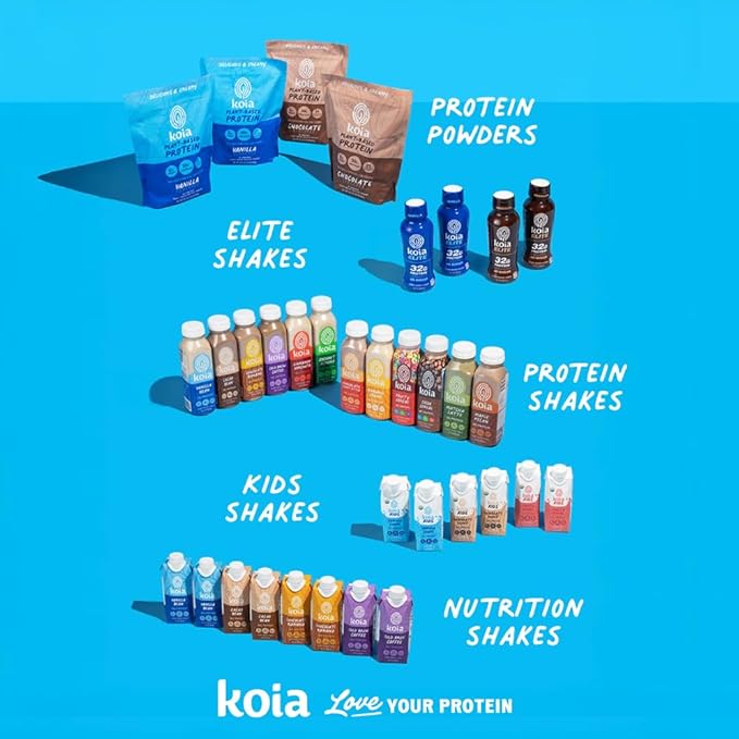 Koia Plant Based Protein Shake, Cold Brew Coffee, 20g Protein, 3g Sugar, 6g Prebiotic Fiber, 21 Vitamins & Minerals, Meal Replacement Drinks, Dairy-Free, Gluten-Free, Non-GMO, 11 Fl Oz (Pack of 12)