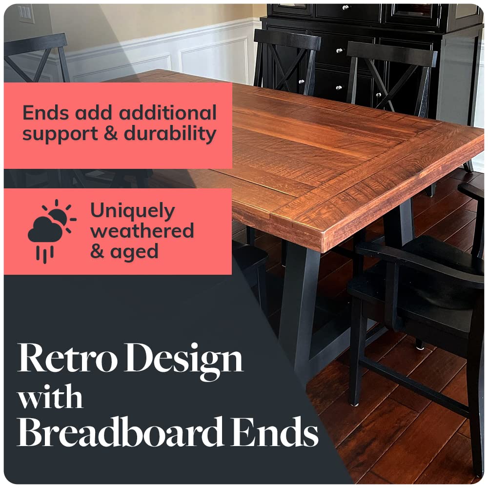 HEIRLOUM Reclaimed Wood Table Top - Rustic Recycled Solid Wooden Piece Perfect for Signs, Counters, Kitchens Table Tops (Reclaimed Wood Tabletop with Breadboard Ends, 30" x 42")