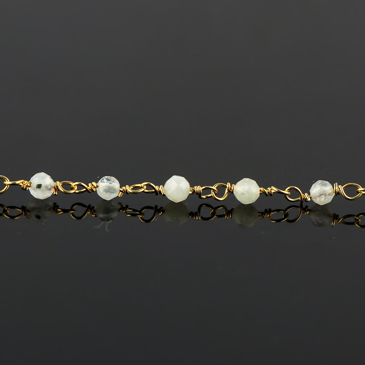 CRYSTALINES Natural White Moonstone Gemstone Cluster Bracelet, 14K Gold Plated Rosary Chain Beads, Handmade Boho Women Jewelry, Healing Crystals, June Birthstone, Christmas Gift (Size. 7+1inch)