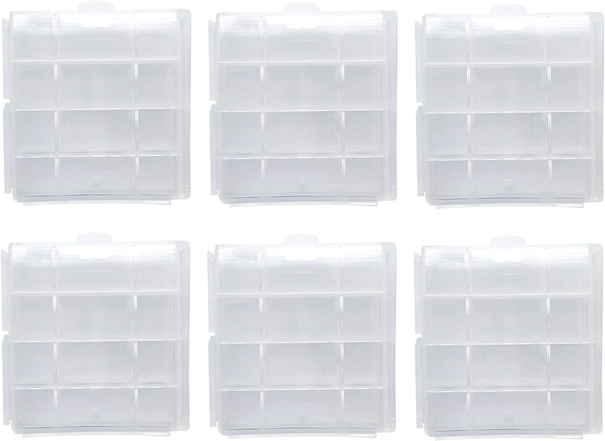 Chadou (6Pack Battery Storage Case for AA/AAA, Battery Holder Box Clear)