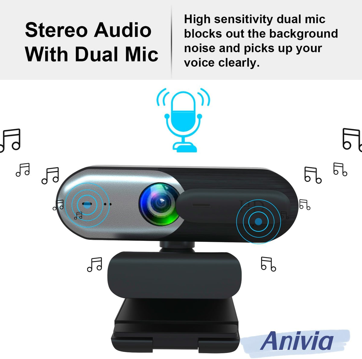 Anivia 1080P PC/Mac/Macbook/Tablet-1 Webcam with Privacy Slide Cover for PC, Web cam for Laptop Computer Camera