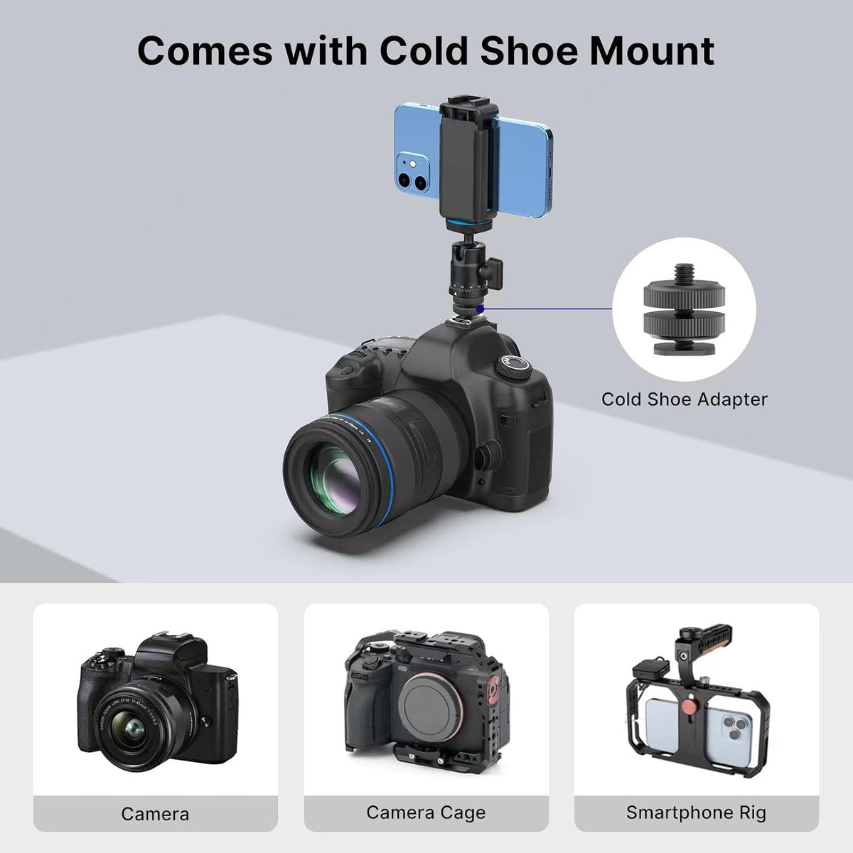 rubesee 1/4" 360 5.5lbs Mini Ball Head, Panoramic Camera Tripod Head with Screw Shoe Mount, Rotatable Metal Adapter