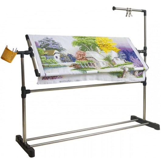 ELUKHT Adjustable Embroidery Stand with Pulley, 360°Rotated Needlework Floor Frame, Standing Embroidery Lap Table, Cross Stitch Craft Stand for Art Craft Sewing Holder
