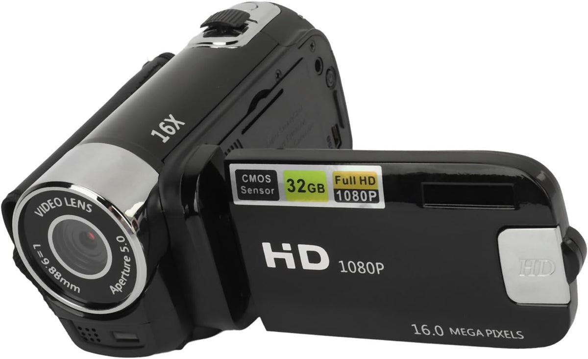 Xiuganpo 1080P 16MP 16X 2.4inch 360 32GB Camcorder, Digital Zoom Vlogging Cam Corder Recorder Video Camera Camcorder