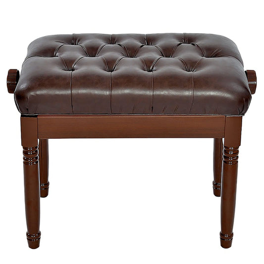 EliteBloom Leather Piano Bench Single Piano Stool Piano Bench with Solid Wood Leg Adjustable Piano Bench Luxury Cushion Height: 46-56Cm,Reddish Brown,Brown