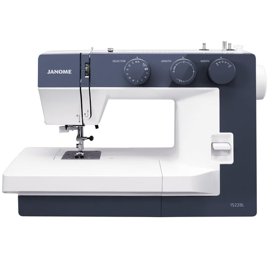 Janome 1522BL Mechanical Sewing Machine - Aesthetic Black Sewing Machine for Beginners, 22 Built in Stitches, 1 Step Buttonhole, Heavy Duty Metal Frame, Built in Needle Threader for Easy Use