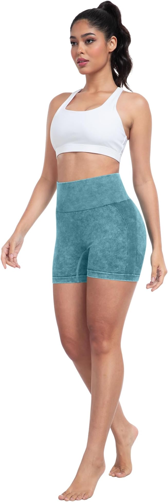 CHRLEISURE Women's 4 Packs Workout Gym Shorts, High Waisted Butt Lifting Scrunch Butt Seamless Booty Shorts