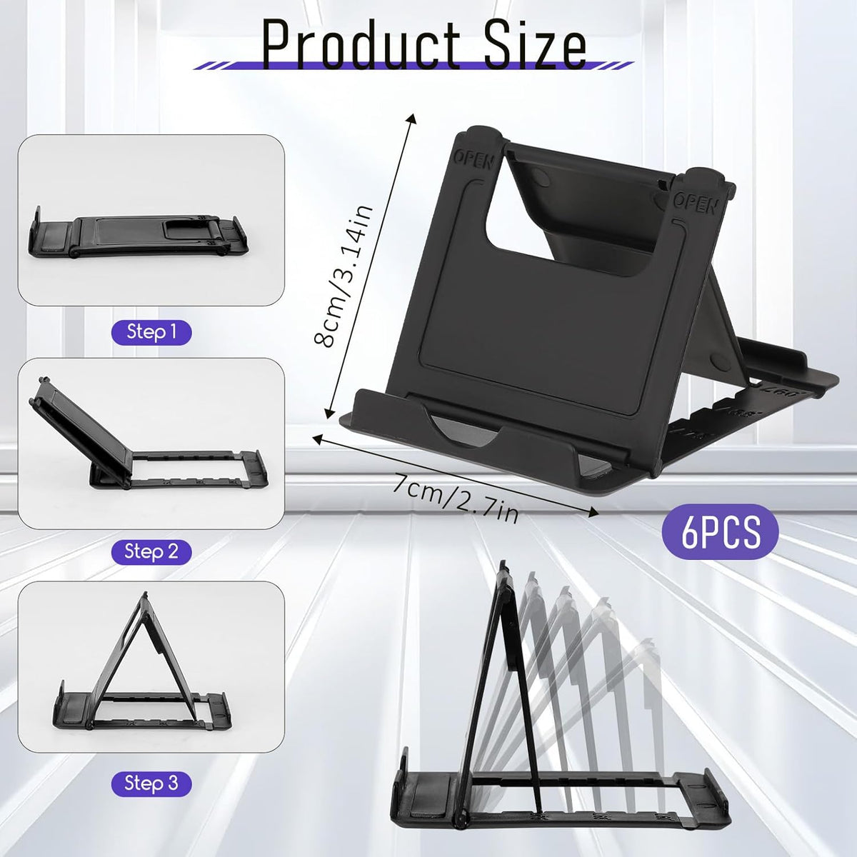 Bruislard 7 Pack Foldable Phone Stands Holder, Multi-Angle Desktop Tablet Stand Portable Universal Tabletop Phone