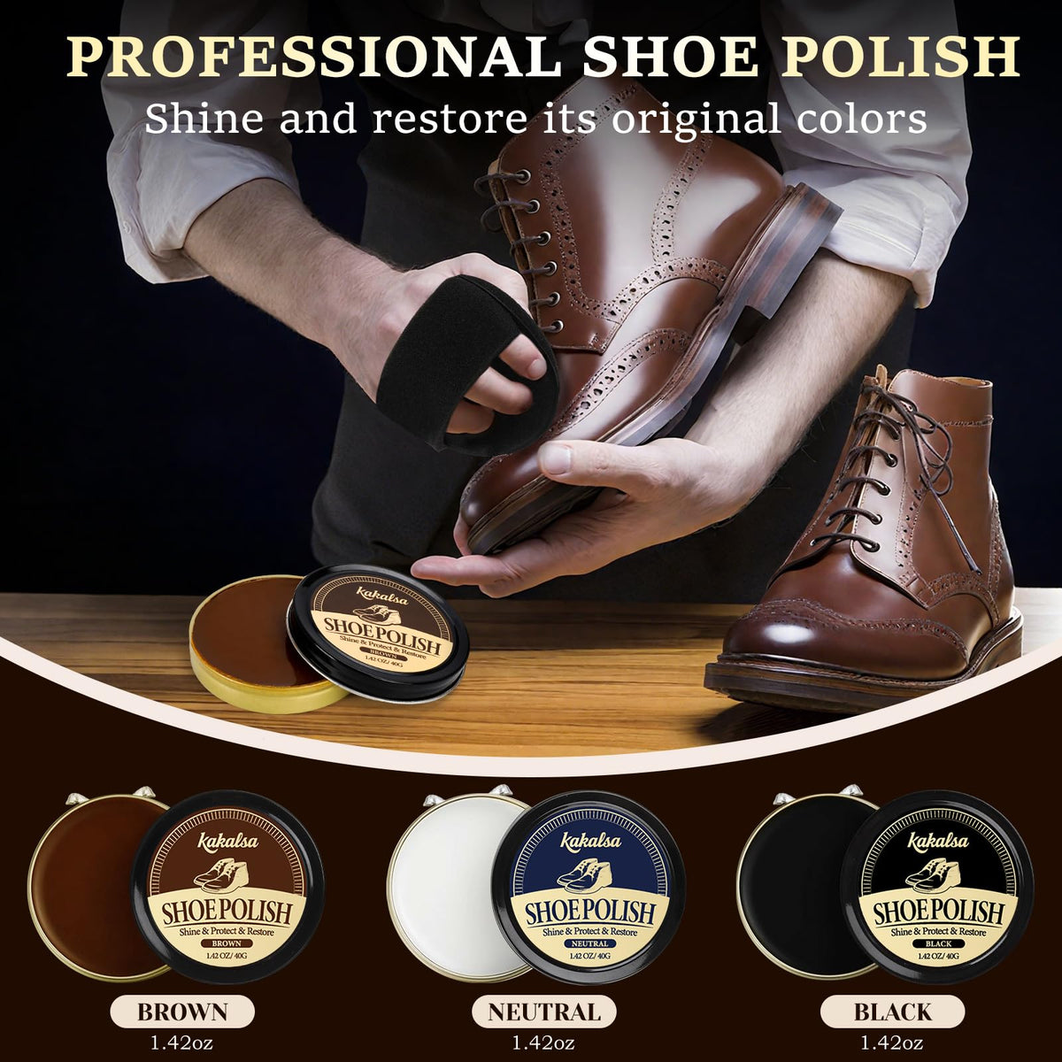 Shoe Shine Kit, Mens Gifts Ideas - 15PCS Shoe Polish Kit with Saddle Soap, Mink Oil, 3 Shoe Polishes, 3 Shoe Brushes and more, All-inclusive Leather Care Kit for Leather Shoe Boot Cleaning and Care