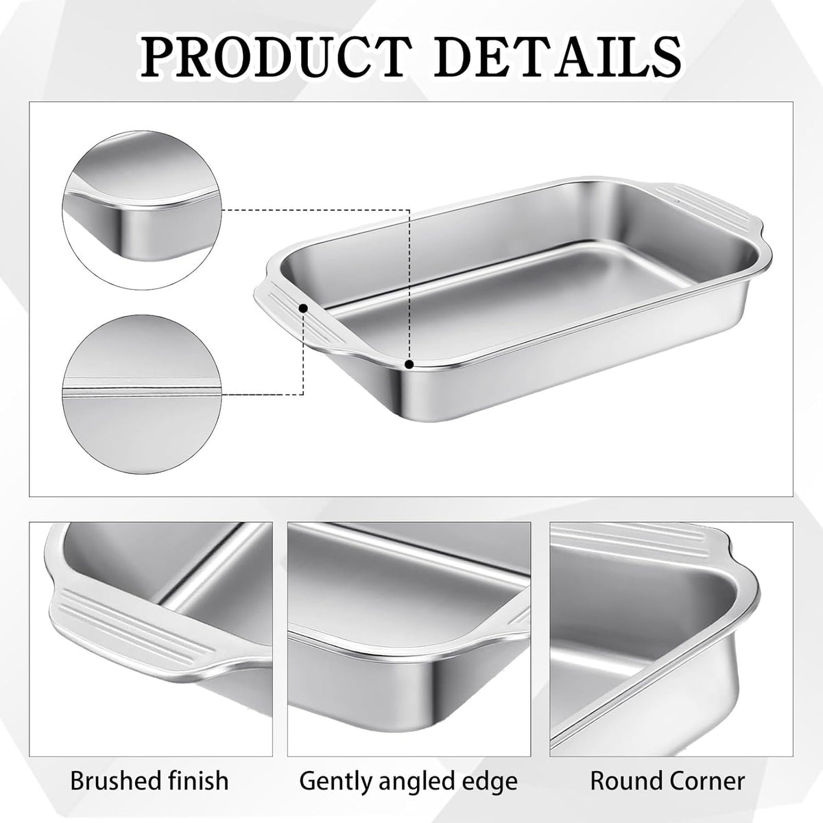Skiennix Stainless Steel Cake Pan Set - 9 x 13 Inch Baking Dish with Handles for Versatile Cooking