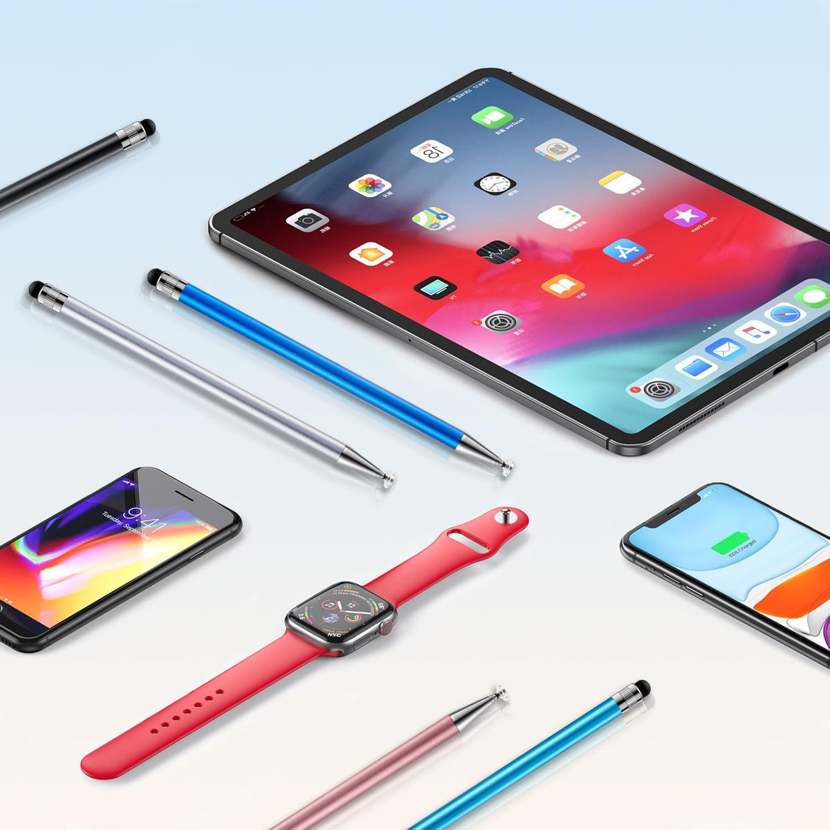 ChaoQ 2-in-1 12pcs Stylus Pen for Touchscreen, High Sensitivity and Precision Stylus Pens for iPad iPhone Android