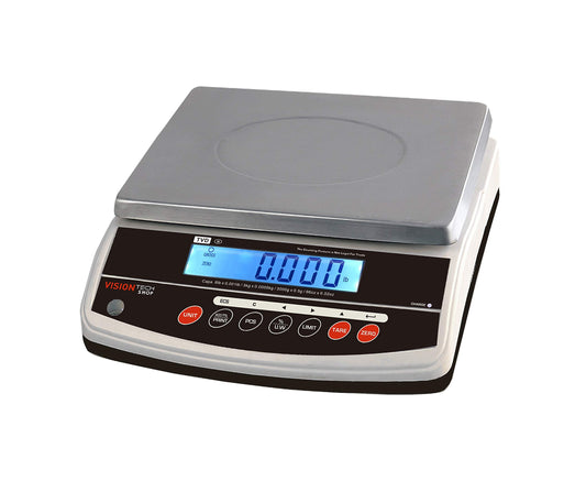 VisionTechShop TVD-60 Digital Bench and Counter Scale, Lb/Oz/Kg/g Switchable, 60lb Capacity, 0.01lb Readability, Counting and Percentage Mode, Single Display, NTEP Legal for Trade, CC# : 20-032