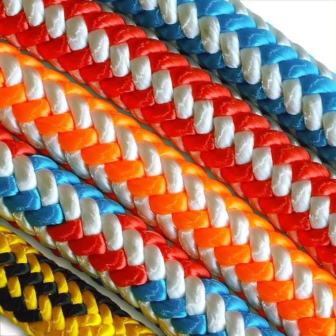 Pelican Rope 16-Strand 1/2 in (12.7 mm) Arborist-16™ Rope - 7000 lbs MBS - Static Climbing Rope - Rescue Operations - High Visibility - 200 ft - Sewn Eye - Orange/White - Made in The USA