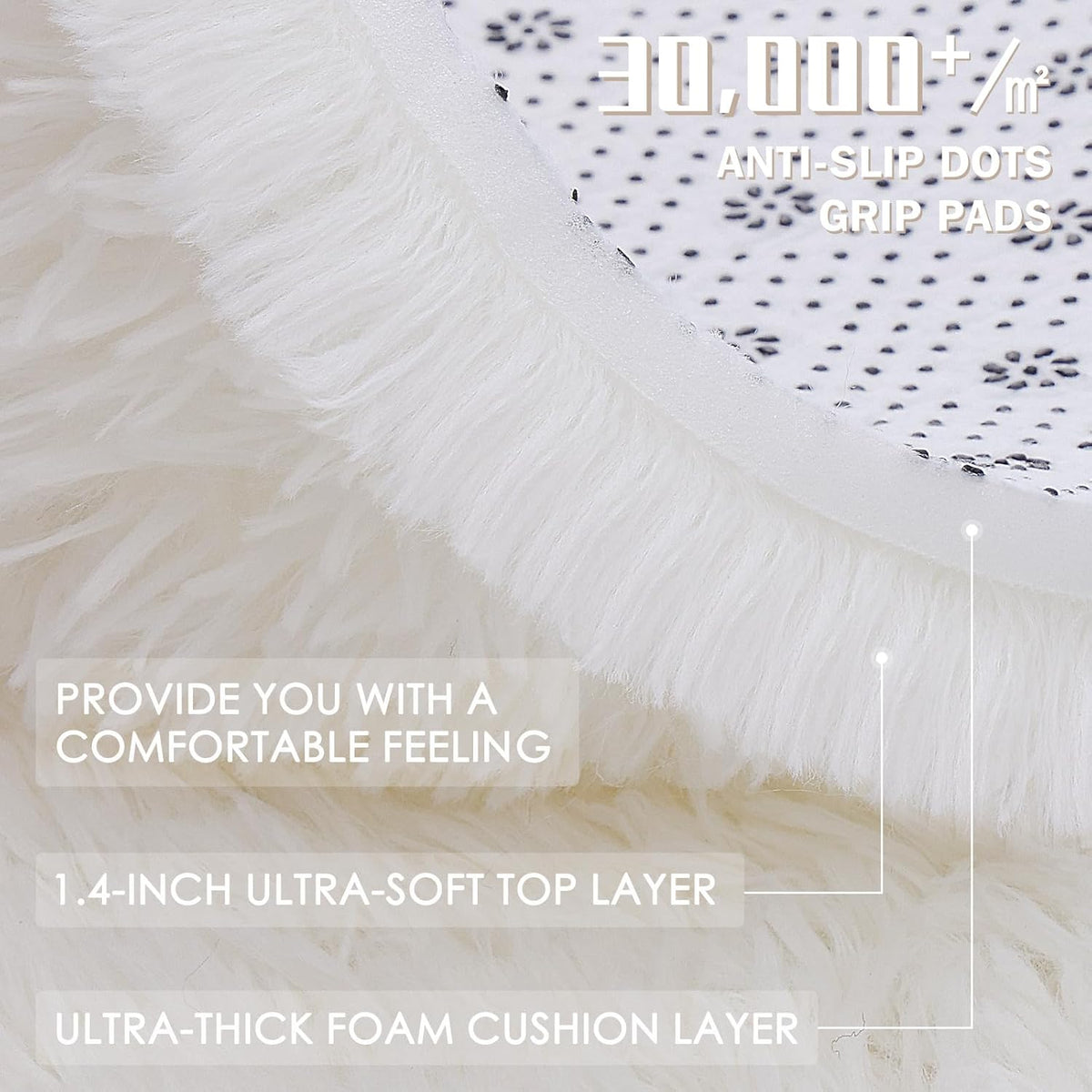 OLANLY 2x8 Machine Washable Runner Rug - Soft Fluffy Shaggy Design for Bedroom & Hallway | Ivory Color