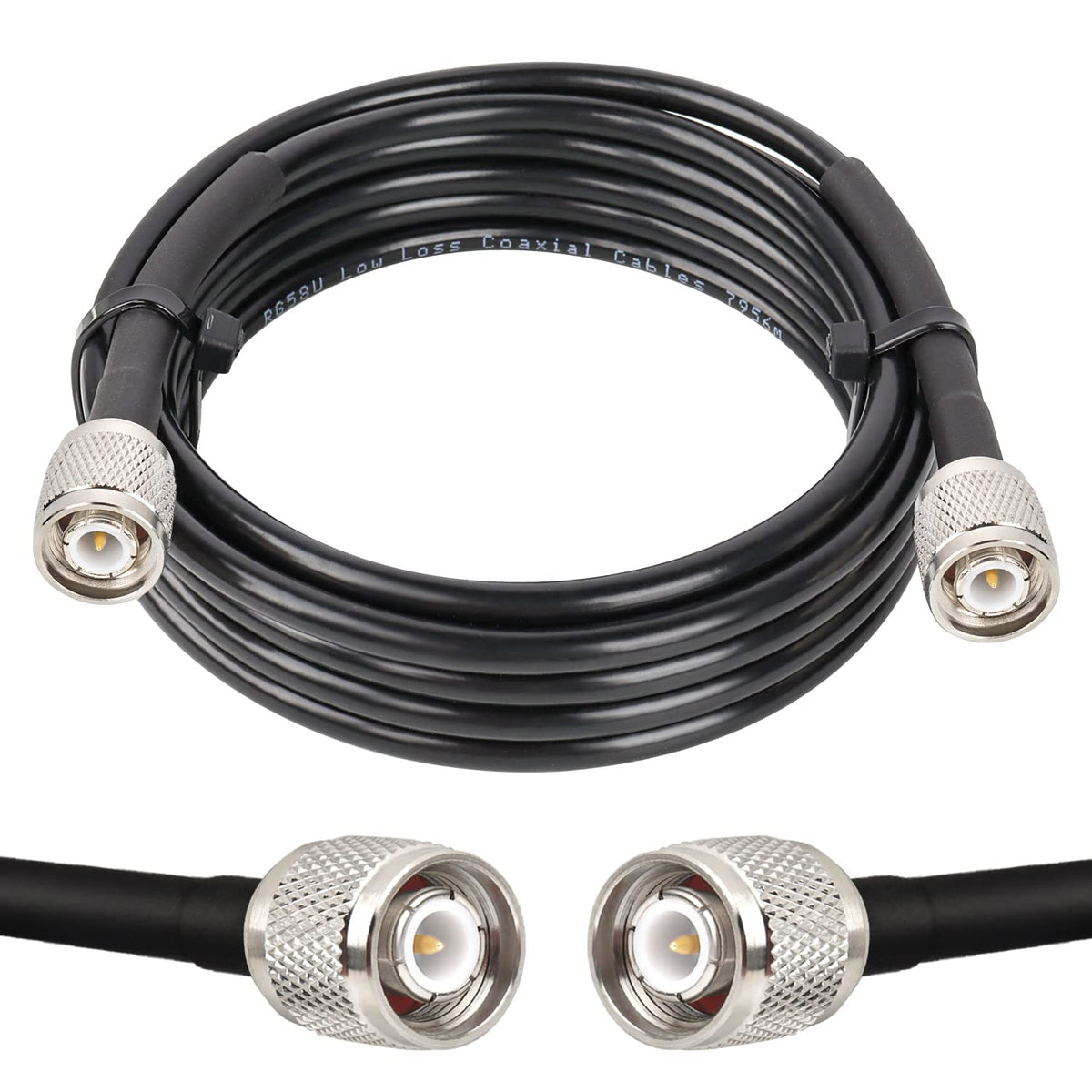 10FT, 50 RG58 MOOKEERF TNC Male to TNC Male Coax Cable Ohm Coaxial Cable with TNC Connectors for GPS Navigation