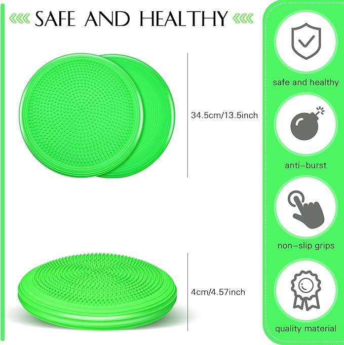 Libima 8 Pcs Wiggle Seat Inflated Wobble Cushion Sensory Seat Flexible Balance Board Balance Disc with Needle Pump for Men Women Physical Exercise Improving Posture Home Office