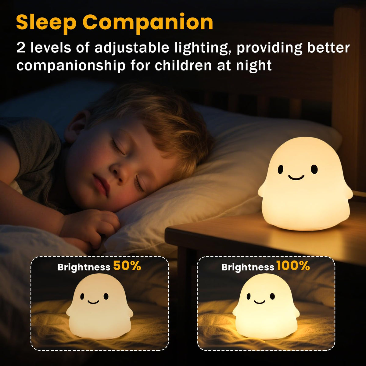 Daixinde Ghost Night Light, Squishy Halloween Gifts with 50Hrs Battery, Tap Control 2 Brightness, 30Min Auto-Off, Rechargeable Cloud Lamp for Kids Bedroom, [Mothers Day Gifts]