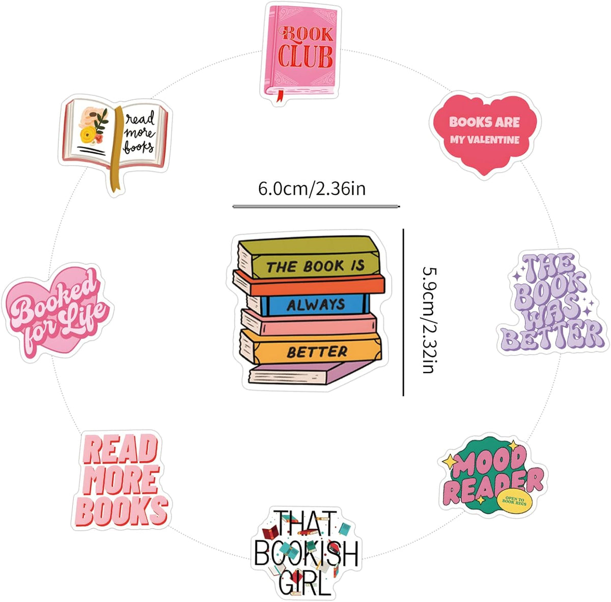 WQOWEHI 120PCS Pack Kindle Book Stickers for IPAD, e-Book Reader, Laptop, Cute Booktok Vinyl Stickers, Bookish Lover