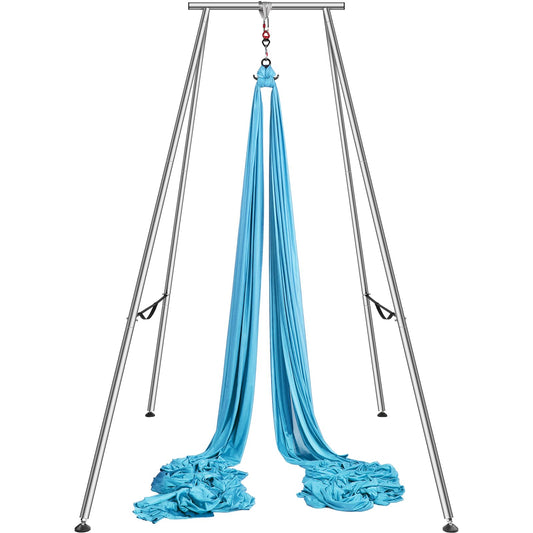 VEVOR Aerial Yoga Frame & Hammock, 551.15 lbs Load Capacity, 9.68 ft Height Professional Training Swing Stand Comes with 13.1 Yards Aerial Hammock, Yoga Rig for Indoor Outdoor, Blue