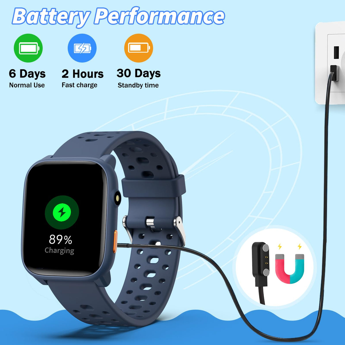 ModaWin Smart Watch for Kids with 12 Puzzle Games, 1.83" Fitness Tracker Watch Heart Rate Sleep Monitor, Pedometer, Alarm Clock, Flashlight, Gift for 6-12 Year Old Boys Girls