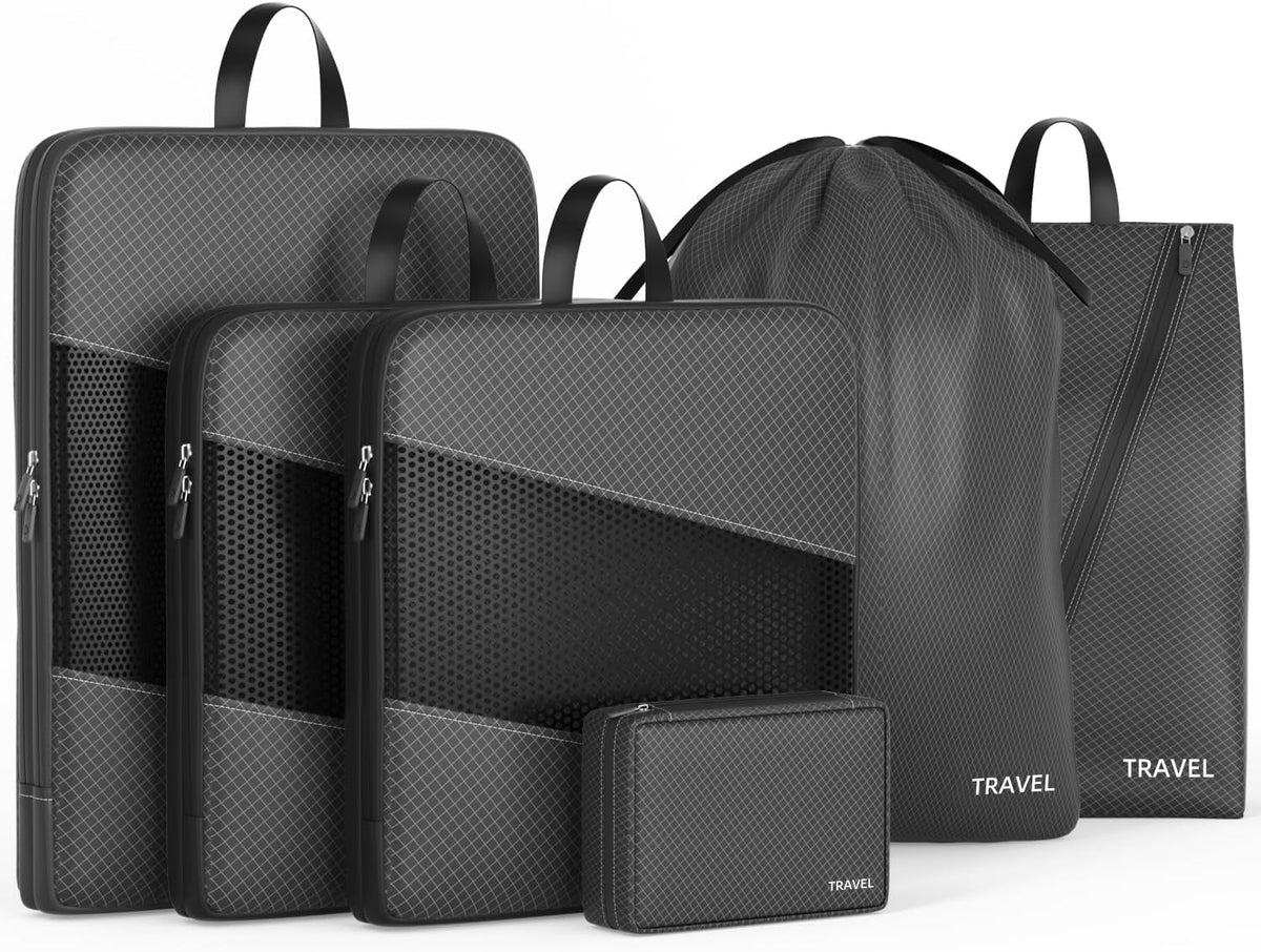 Compression Packing Cubes for Suitcases, UNTIFUL 6 Set Travel Organizer Cubes for Travel Essentials