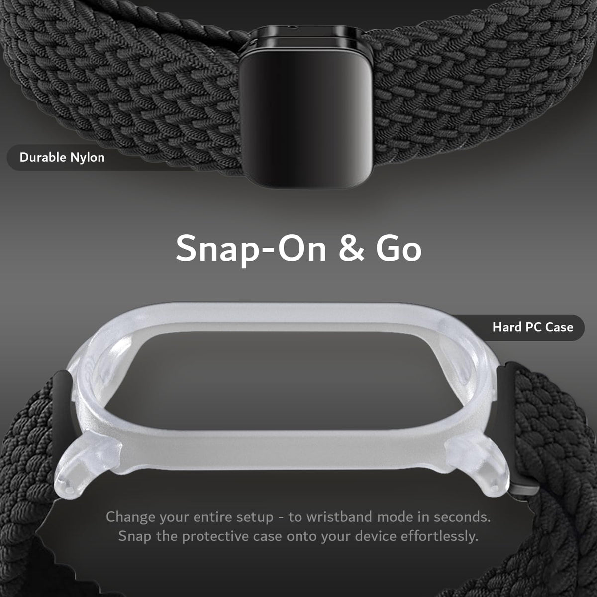 4.8"-9.0" TUDIA Snap On PC Case & Adjustable Braided Magnetic Wristband Compatible with PLAUD NotePin AI Voice Recorder