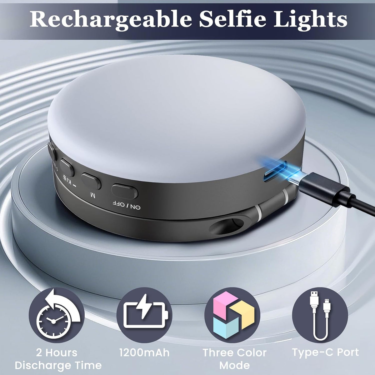 Auriani Magnetic Selfie Light, Metal-Shell Ring Light, Rechargeable,Portable Phone Light for Phone & iPhone,LED Fill