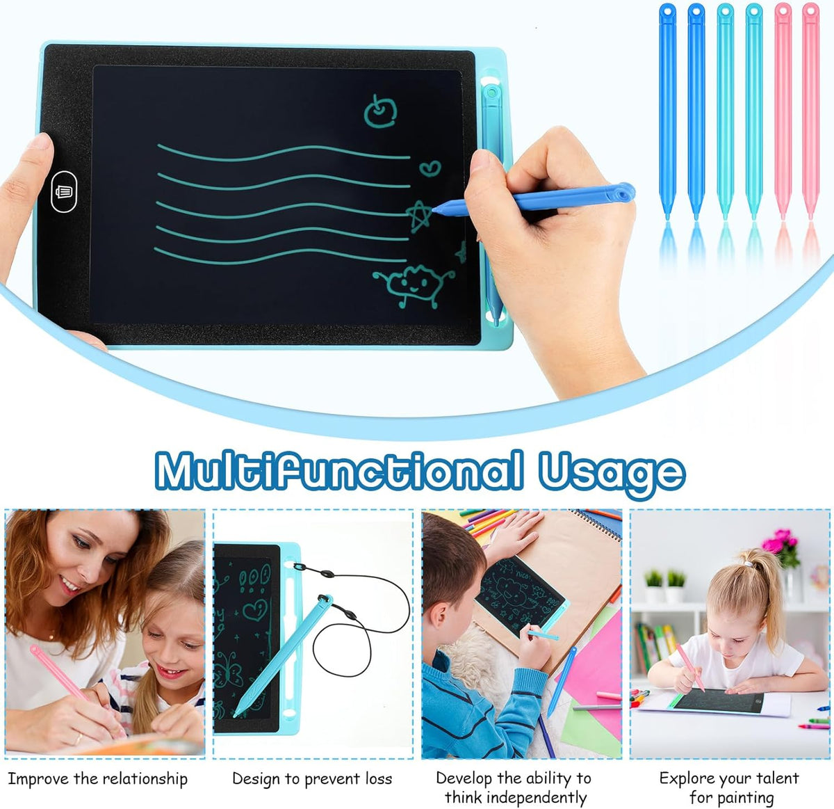 Chinco 6 Pad,3 Pcs LCD Writing Tablet Pen Replacement for Kids Drawing Tablet Doodle Board Kids Stylus Pen for Drawing