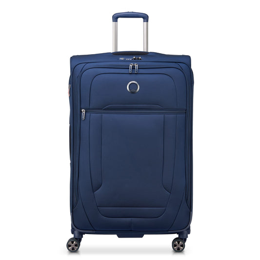 DELSEY PARIS Helium DLX Softside Expandable Luggage with Spinner Wheels, Navy Blue, Checked-Large 29 Inch