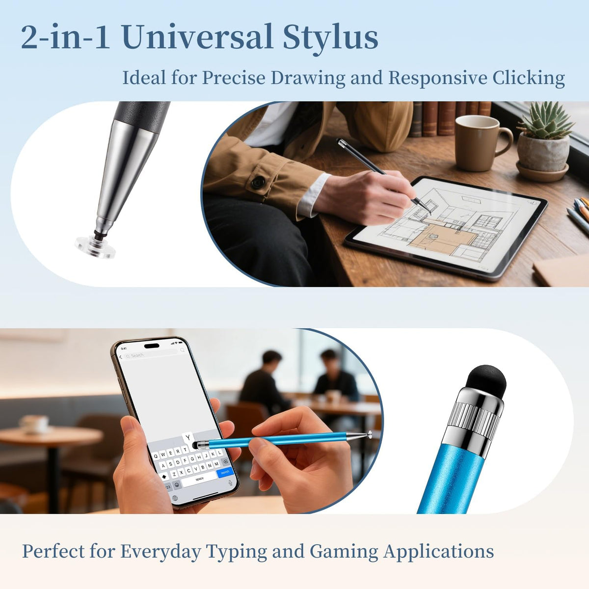ChaoQ 2-in-1 12pcs Stylus Pen for Touchscreen, High Sensitivity and Precision Stylus Pens for iPad iPhone Android