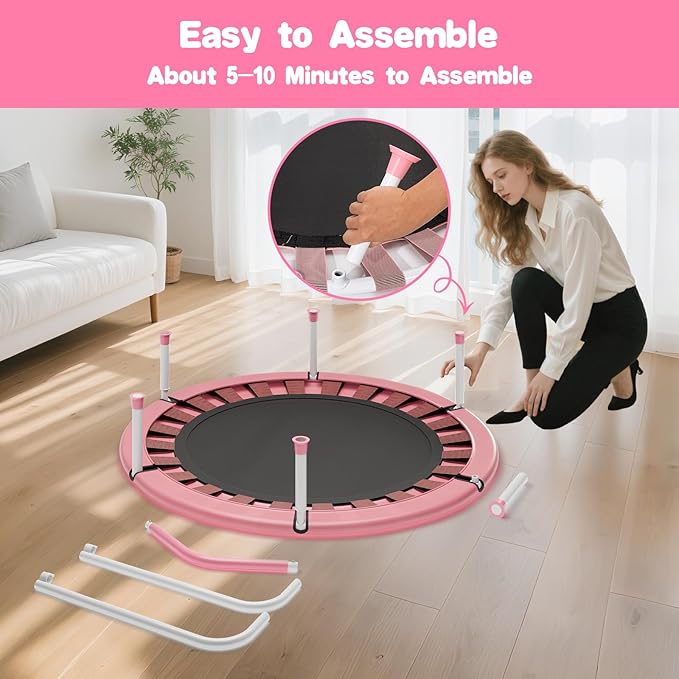 36" Mini Trampoline for Toddlers Ages 1–6 – Foldable Indoor/Outdoor Kids Rebounder with Foam Handle & Safety Padded Cover