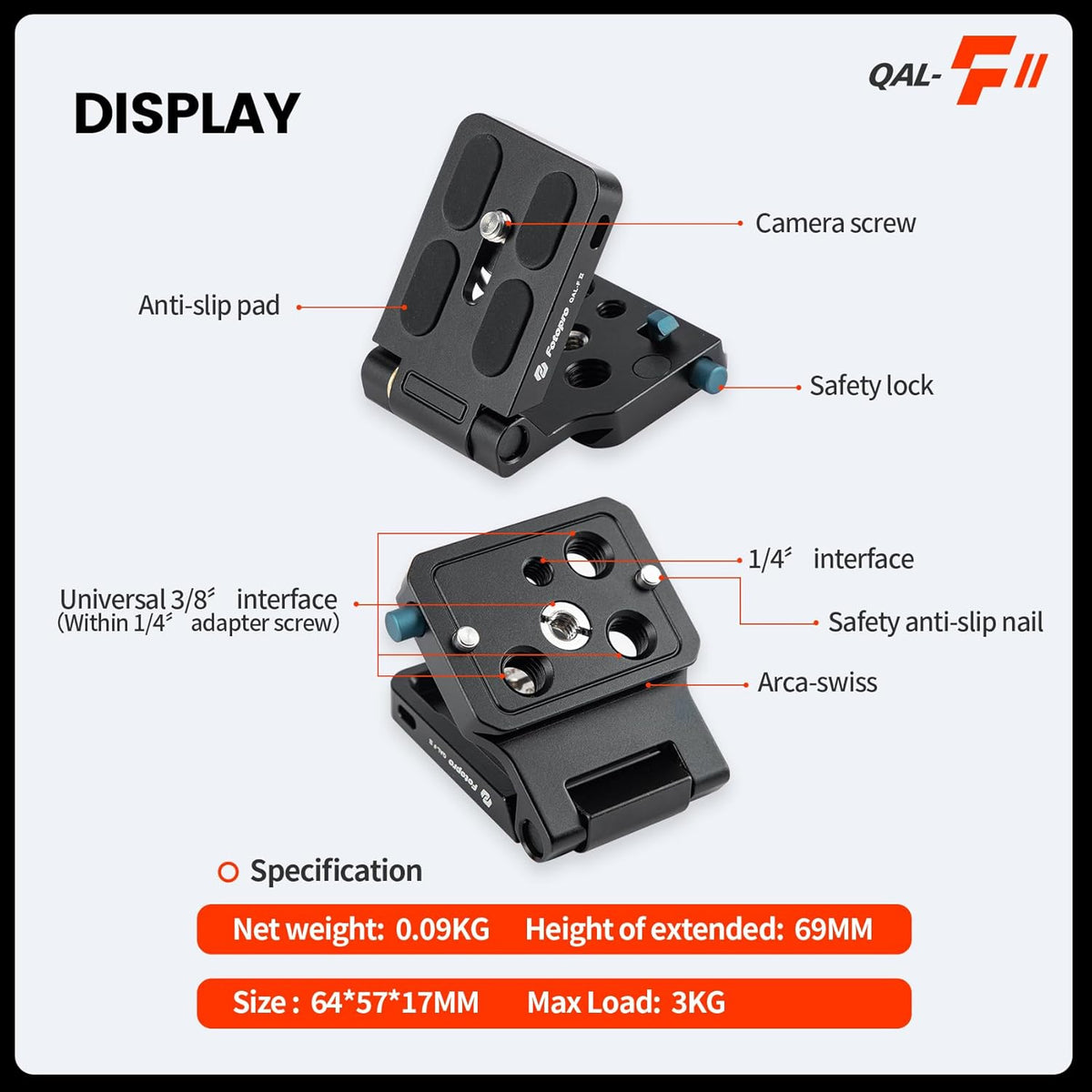 Fotopro Camera L Bracket Vertical Horizontal Switching Quick Release Plate for Canon Nikon Sony DSLR Monopod Stabilizer