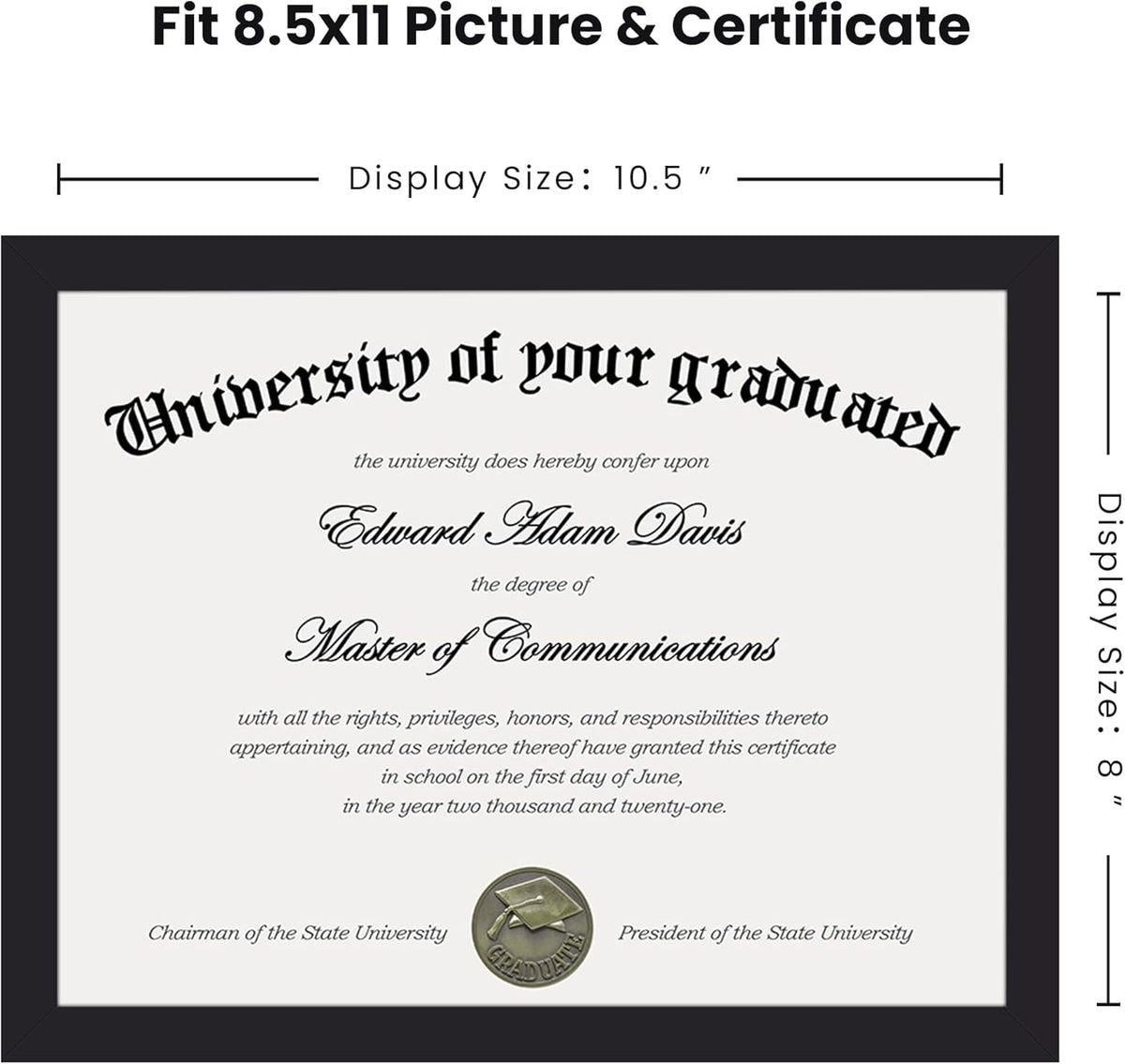 Upsimples 8x10 Picture Frame Set of 5 | Includes 8.5x11 Certificate Frame for Versatile Display