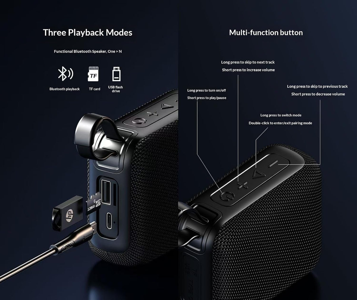 BCletty 10W 5.3, 20W IPX6 Waterproof Bluetooth Speaker, Portable Outdoor Wireless Speaker, Stereo Sound, Bluetooth TWS