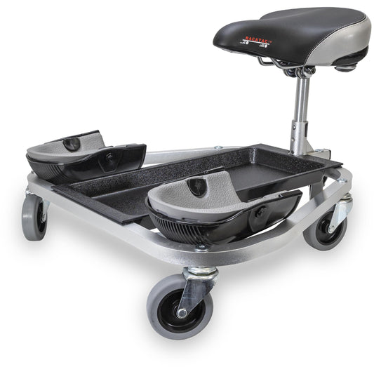 Racatac Kneeling Sitting Creeper with 3 Inch Casters, Rolling Knee Pads with Seat, Adjustable Seat, Knee Pads with Wheels, Made in USA, Floor Creeper, 01RAC3