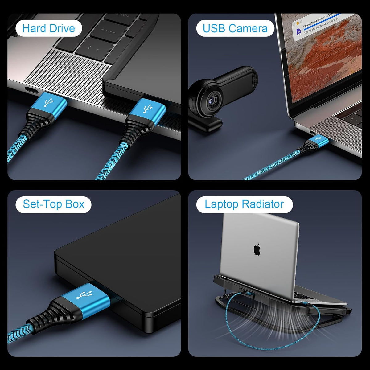 2Pack 6Ft USB3.0 USB to USB Cable, A to A Male to Male Cable Double End USBCord Data Transfer Cord for Hard Drive
