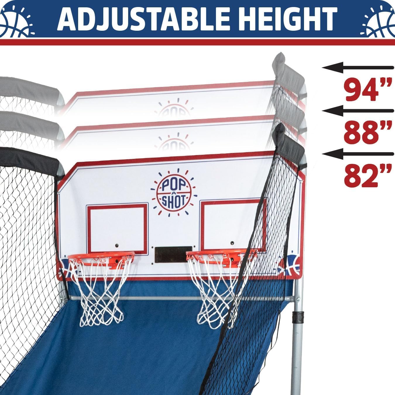Pop-A-Shot - Home Dual Shot with Oklahoma City Thunder NBA Graphics l Sensor Scoring l 16 Game Modes l 7 Balls l Foldable Storage l for All NBA Fans