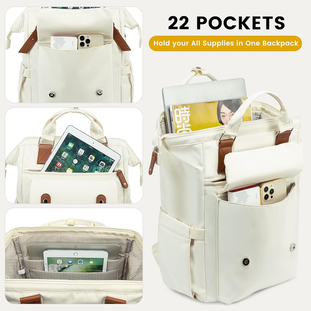 Backpack Backpack Backpack Daypack, 17 Inch, LOVEVOOK Laptop for Women Work Travel, Large Capacity Computer Purse