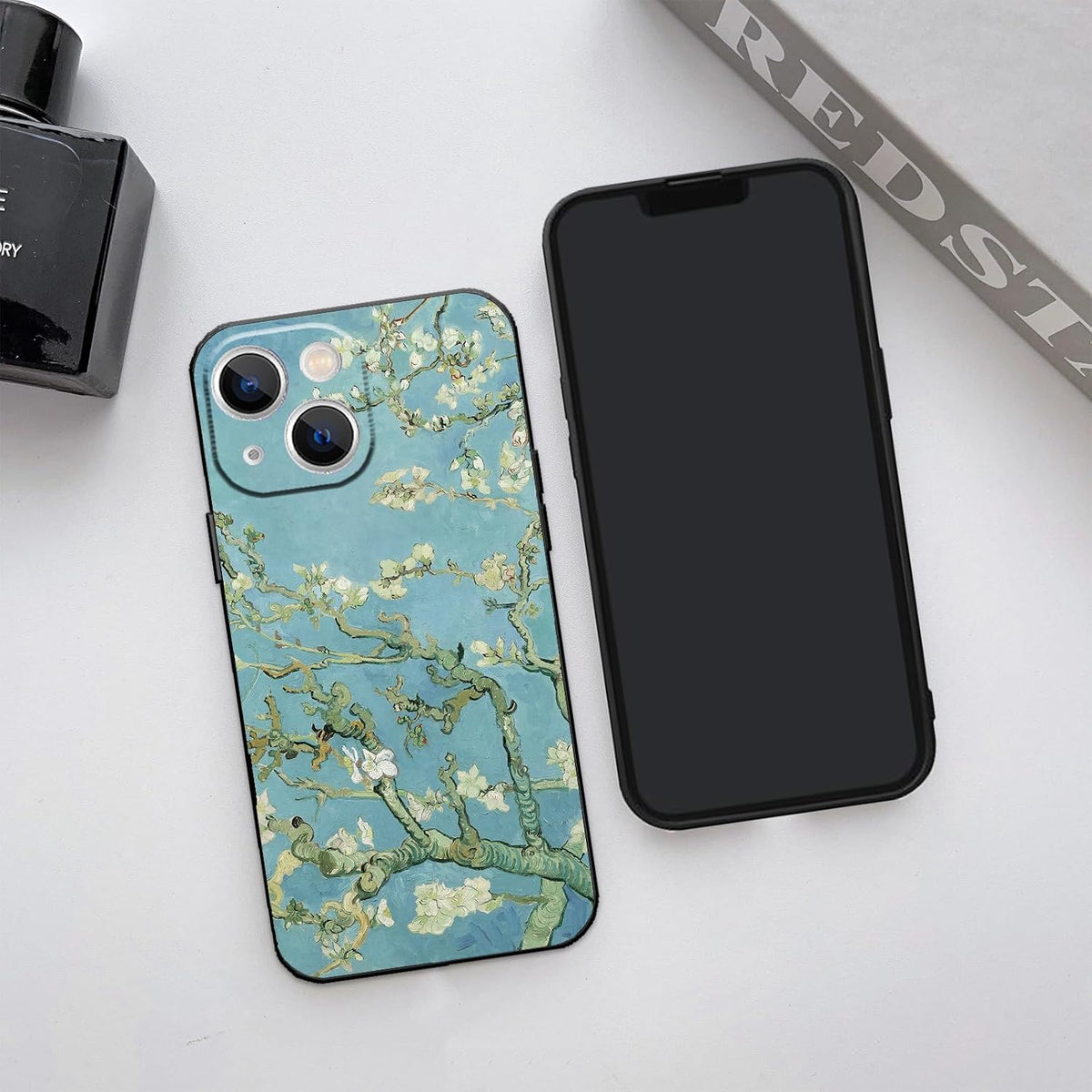 Avistinz 14 for iPhone Case Cute Aesthetic Retro Floral Van Gogh Almond Blossom Phone Case with Nature Plants Art