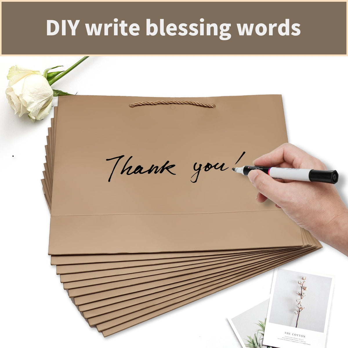 KeerxunBag The comes with 12 champagne-colored gift bags, including 24 jelly papers, 12 thank-you cards and 12 ribbons, making it the perfect choice for weddings, anniversaries and special events